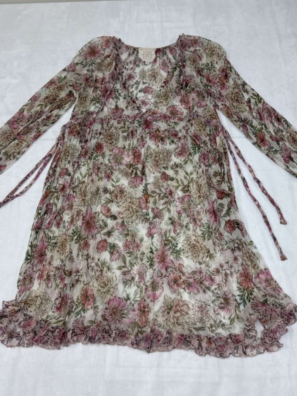 Johnny Was Jade Women's Floral Silk Sheer Dress, Size S